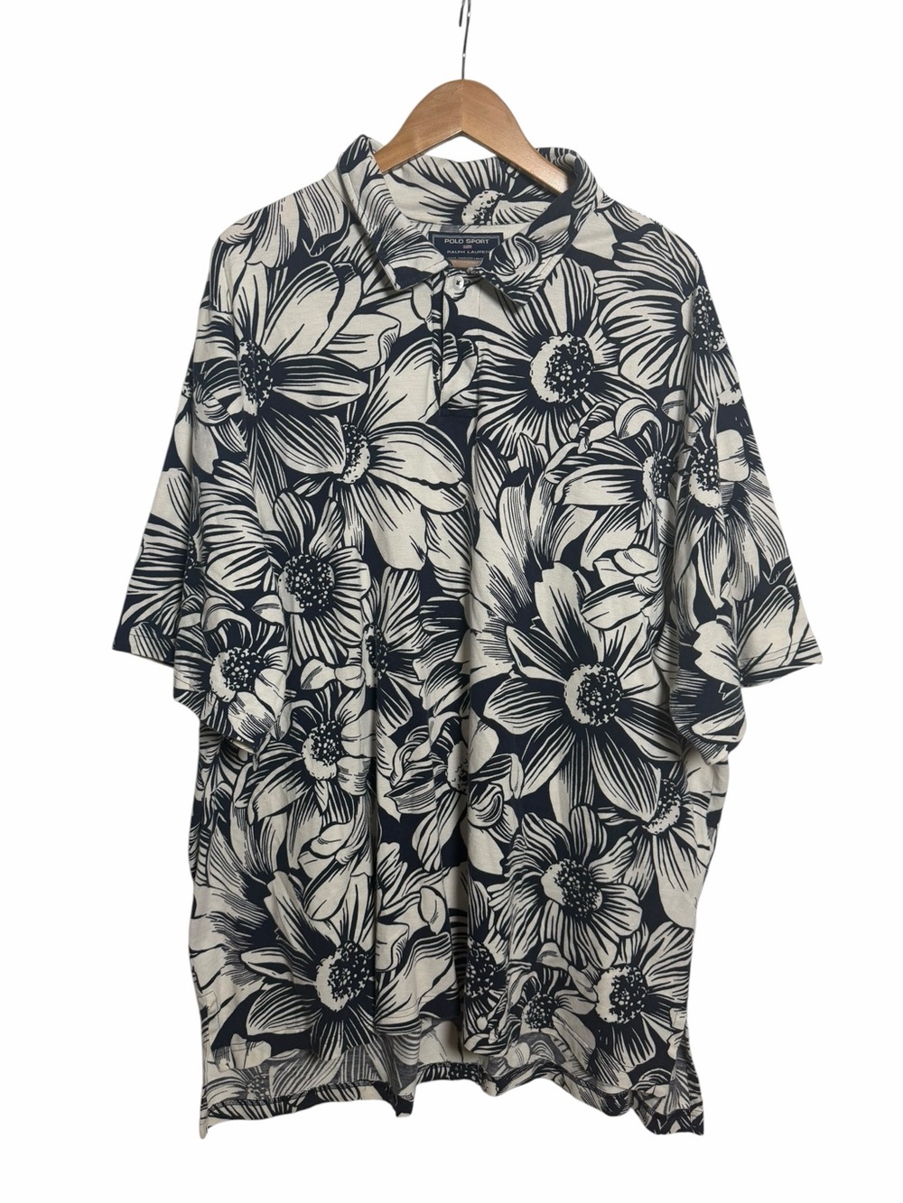Polo Sport Ralph Lauren 3XL Floral Polo Shirt Navy Cream 100% Cotton